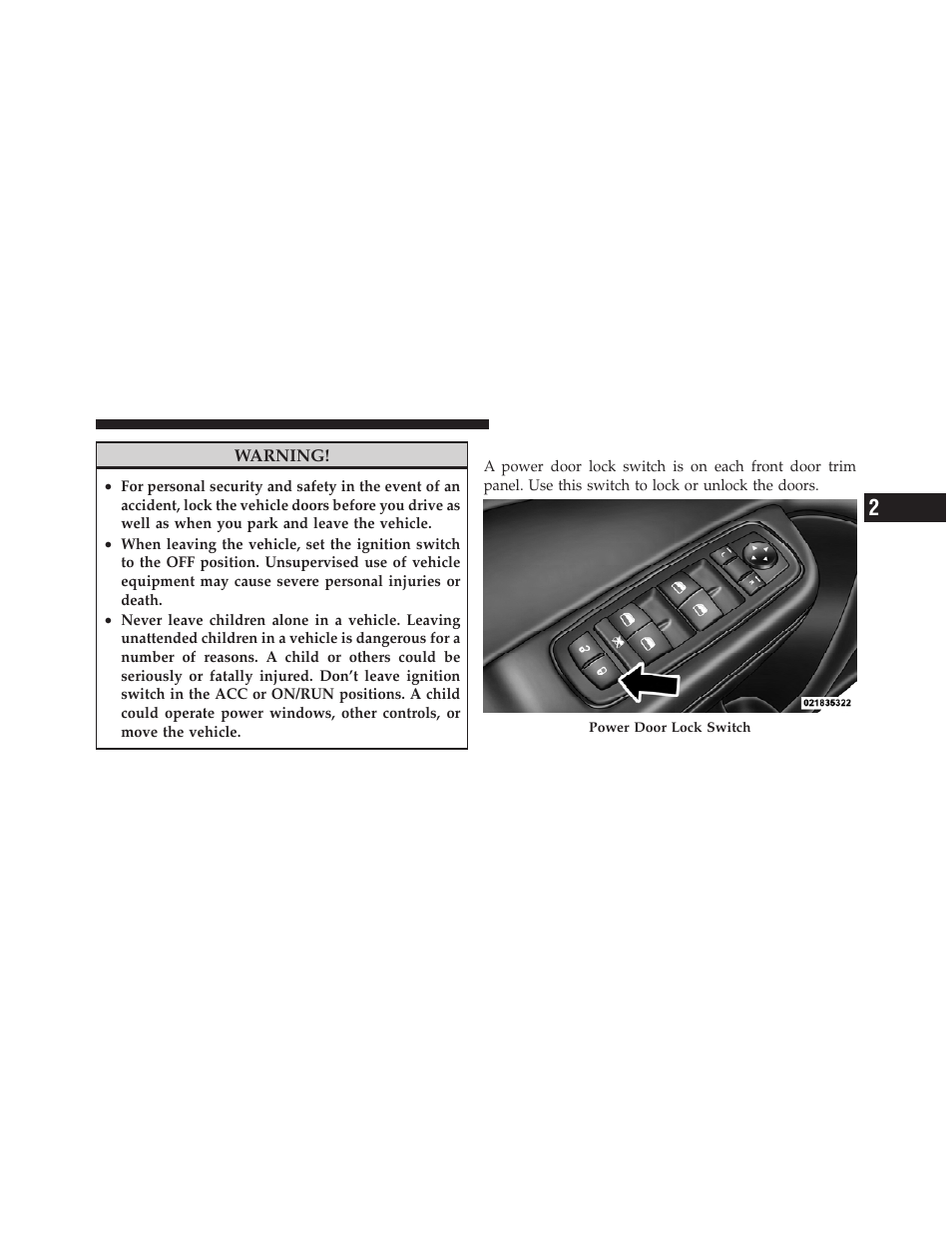 Power door locks | Dodge 2011 Charger - Owner Manual User Manual | Page 31 / 566