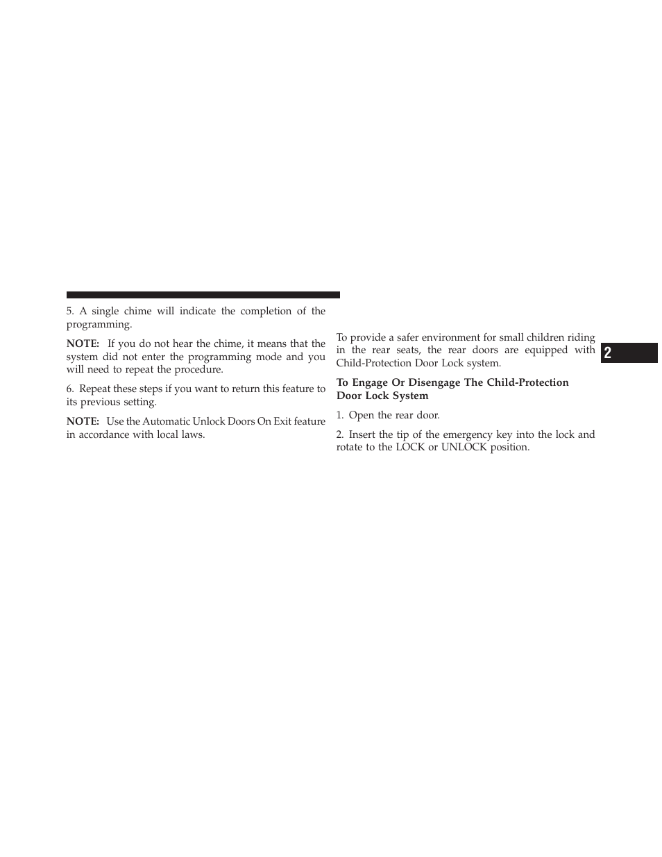 Child-protection door lock system — rear doors, Child-protection door lock system, Rear doors | Dodge 2011 Charger - Owner Manual User Manual | Page 35 / 566