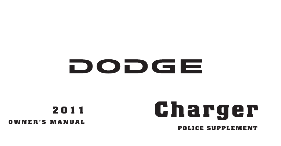 Dodge 2011 Charger - Supplement User Manual | 49 pages