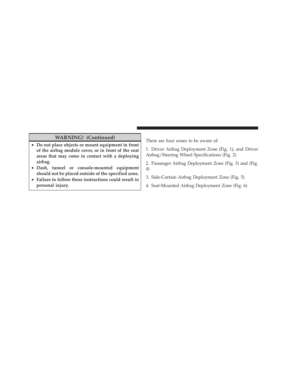 Airbag deployment zones | Dodge 2011 Charger - Supplement User Manual | Page 10 / 49