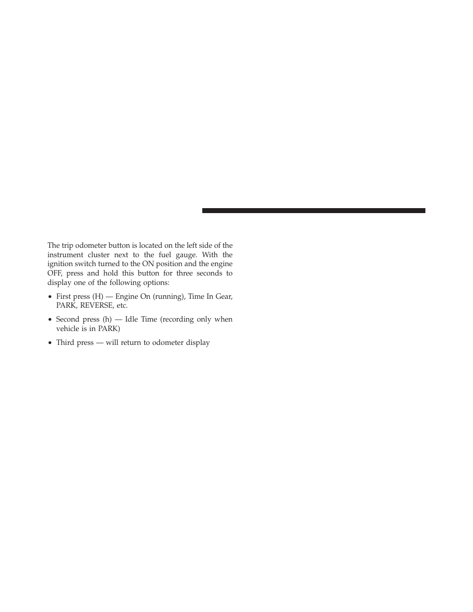 Instrument cluster description, Hour meter | Dodge 2011 Charger - Supplement User Manual | Page 32 / 49