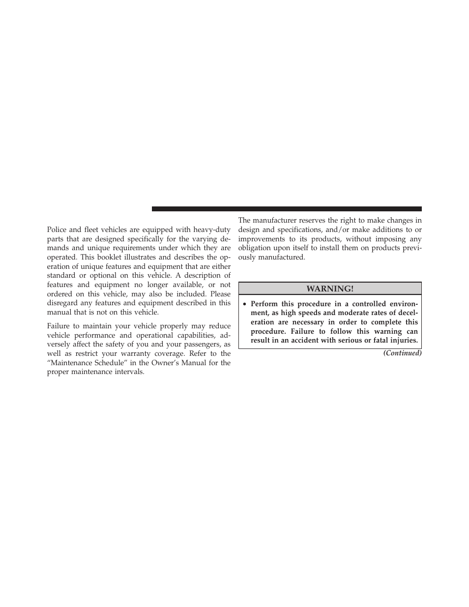 Maintenance procedures, Brake system maintenance | Dodge 2011 Charger - Supplement User Manual | Page 42 / 49
