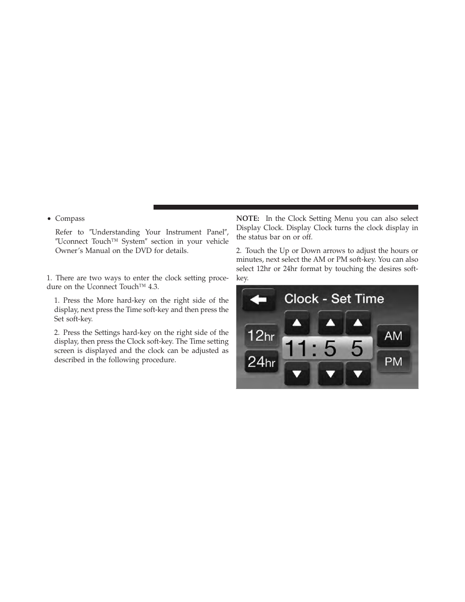 Clock setting | Chrysler 2011 300 SRT - Owner Manual User Manual | Page 31 / 119