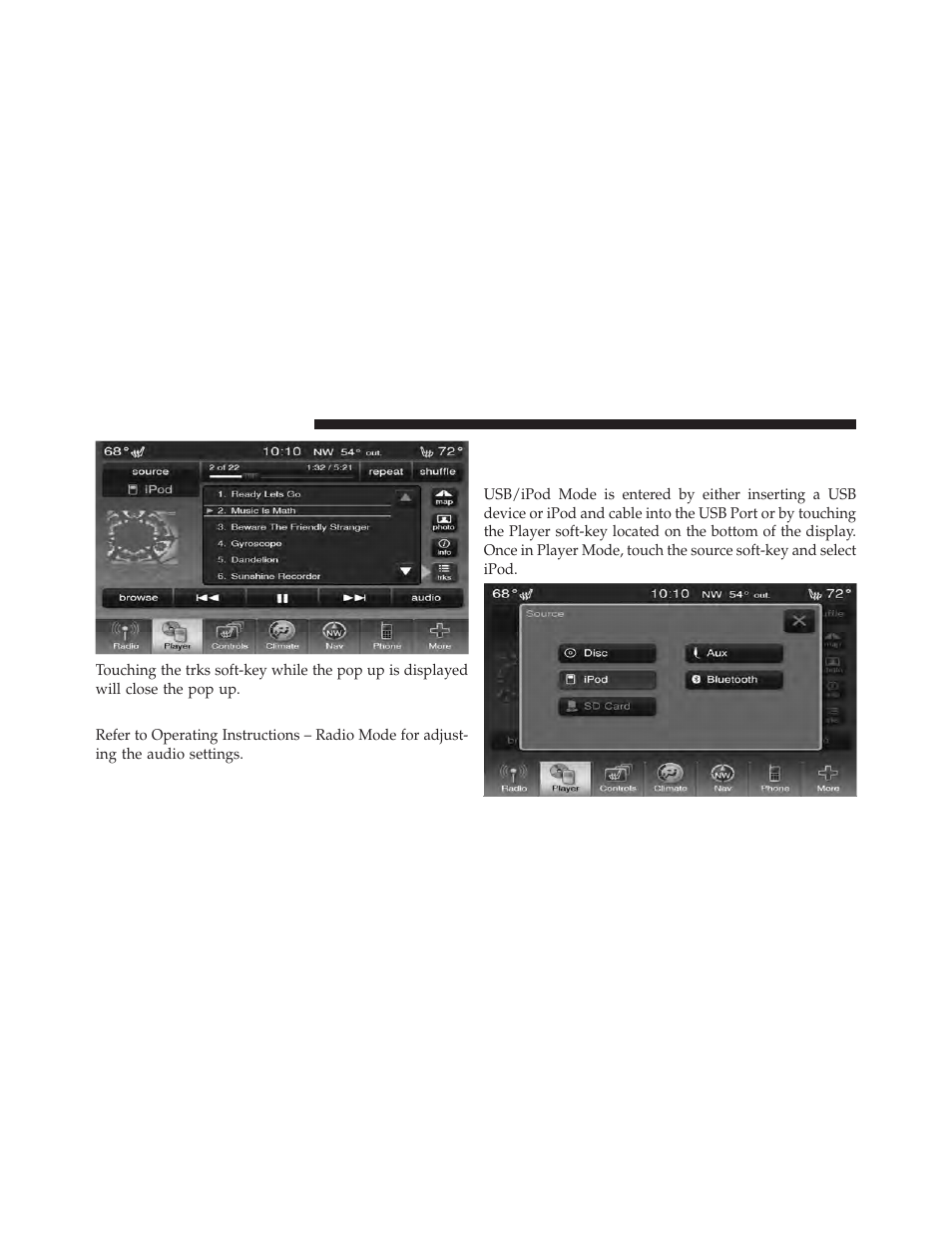 Audio, Operating instructions – usb/ipod mode, Overview | Chrysler 2011 300 SRT - Owner Manual User Manual | Page 57 / 119