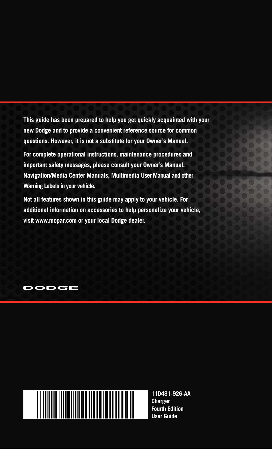 Dodge 2011 Charger - User Guide User Manual | Page 104 / 104