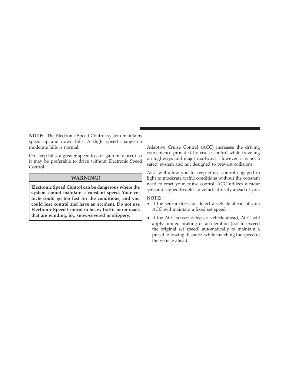 Adaptive cruise control (acc) — if equipped, Adaptive cruise control (acc), If equipped | Dodge 2011 Durango - Owner Manual User Manual | Page 168 / 576