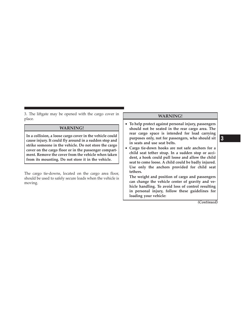 Cargo tie-down hooks | Dodge 2011 Durango - Owner Manual User Manual | Page 229 / 576