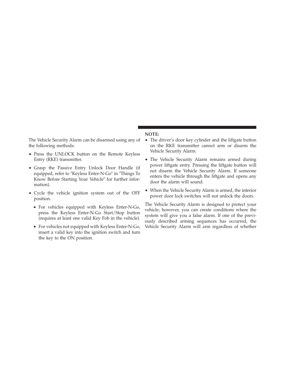 To disarm the system | Dodge 2011 Durango - Owner Manual User Manual | Page 24 / 576