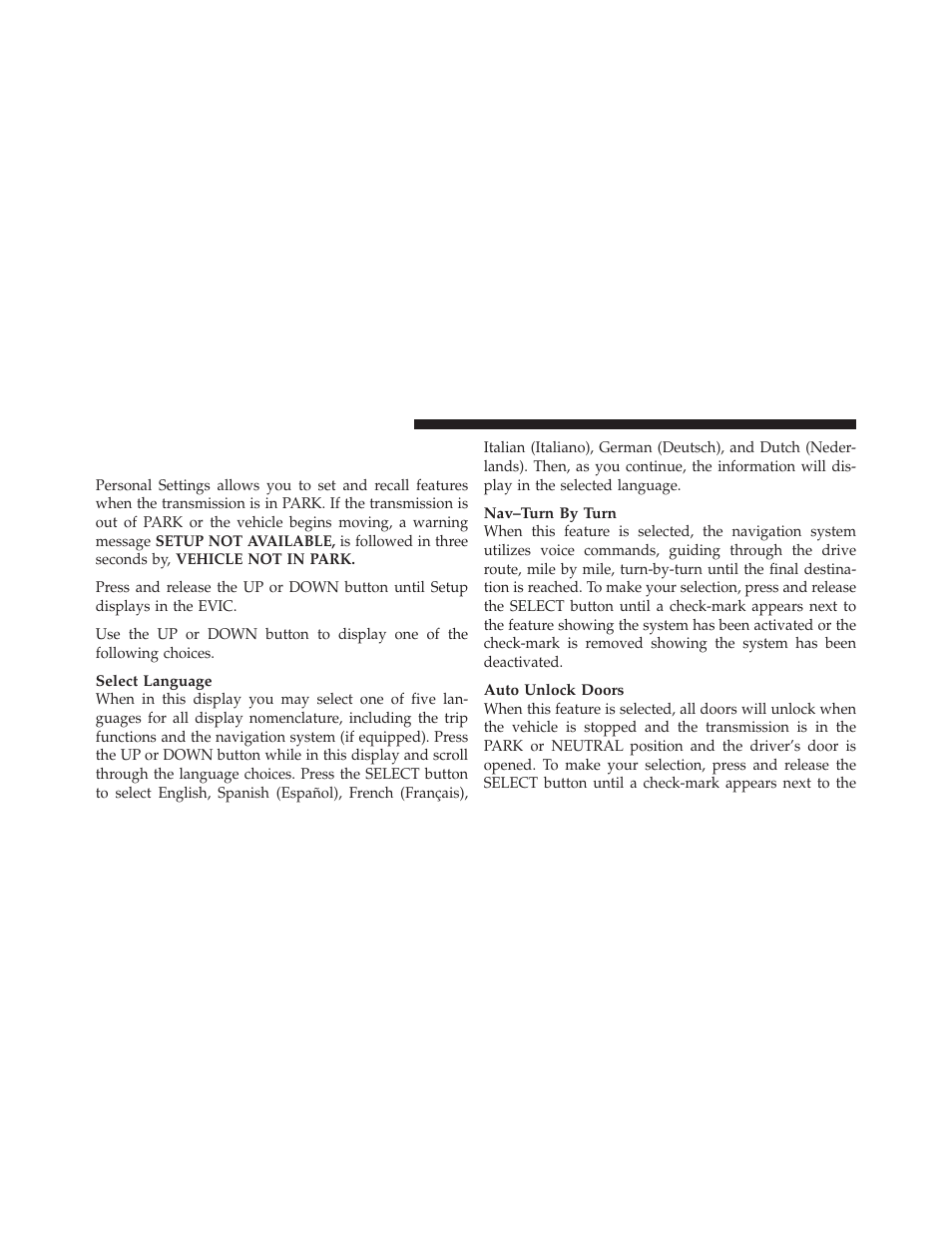 Customer-programmable features (system setup), Customer-programmable features, System setup) | Dodge 2011 Durango - Owner Manual User Manual | Page 276 / 576