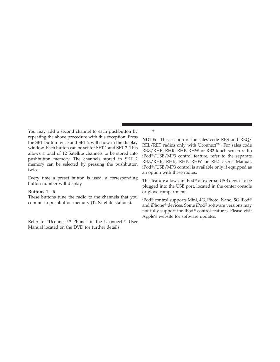 Ipodĥ/usb/mp3 control — if equipped, Operating instructions, Uconnect™ phone) — if equipped | Ipod௡/usb/mp3 control — if equipped | Dodge 2011 Durango - Owner Manual User Manual | Page 310 / 576