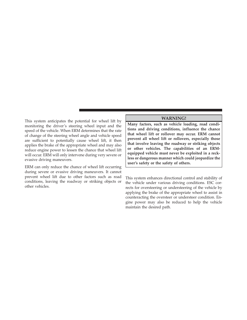 Electronic roll mitigation (erm), Electronic stability control (esc) | Dodge 2011 Durango - Owner Manual User Manual | Page 372 / 576