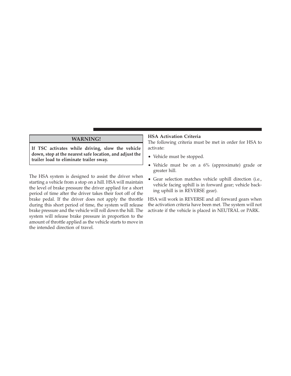 Hill start assist (hsa) | Dodge 2011 Durango - Owner Manual User Manual | Page 376 / 576