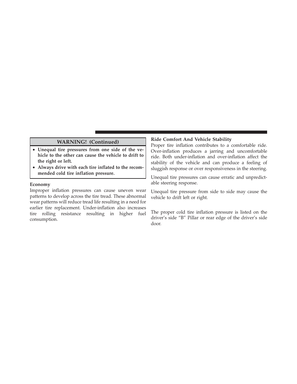 Tire inflation pressures | Dodge 2011 Durango - Owner Manual User Manual | Page 390 / 576