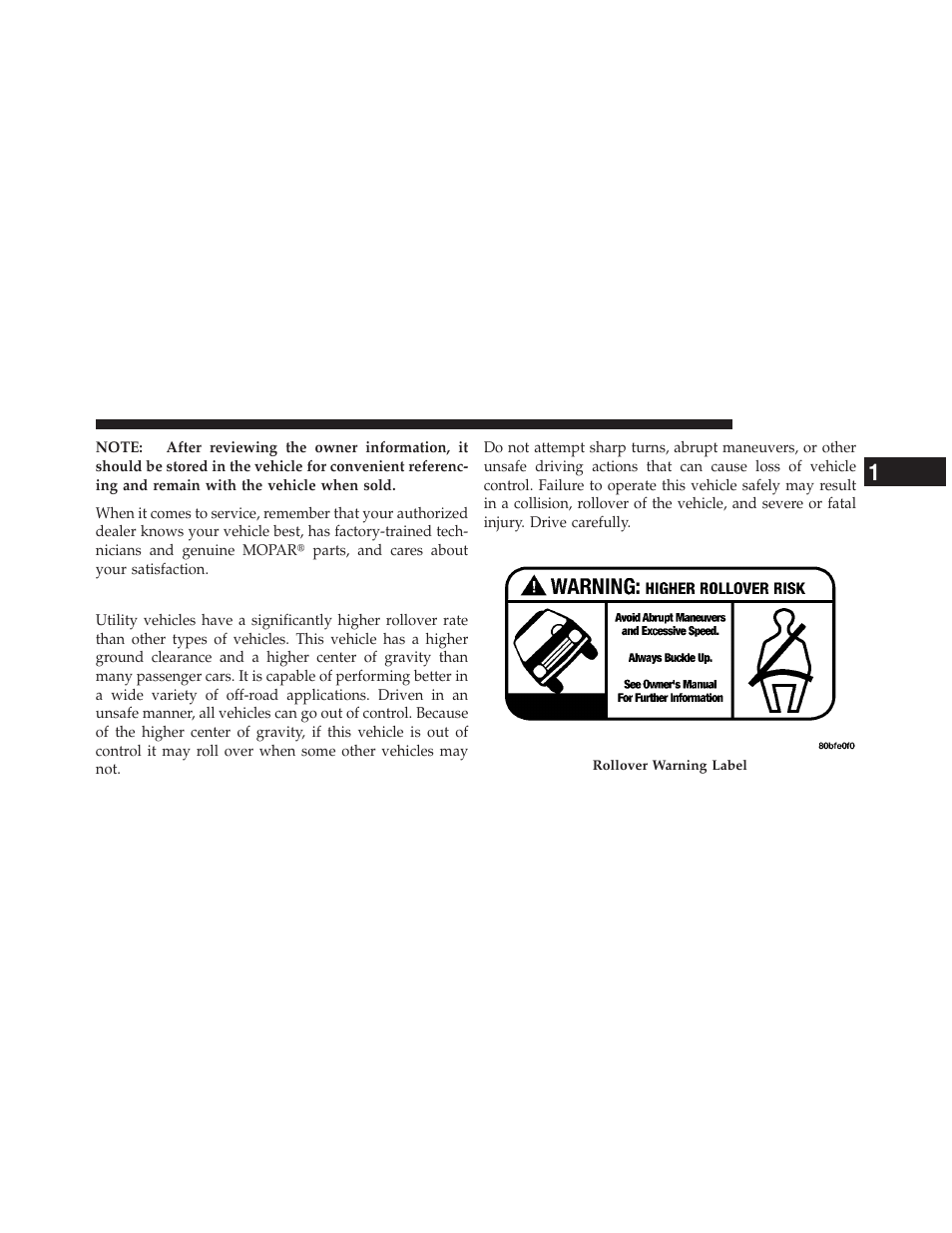 Rollover warning | Dodge 2011 Durango - Owner Manual User Manual | Page 7 / 576