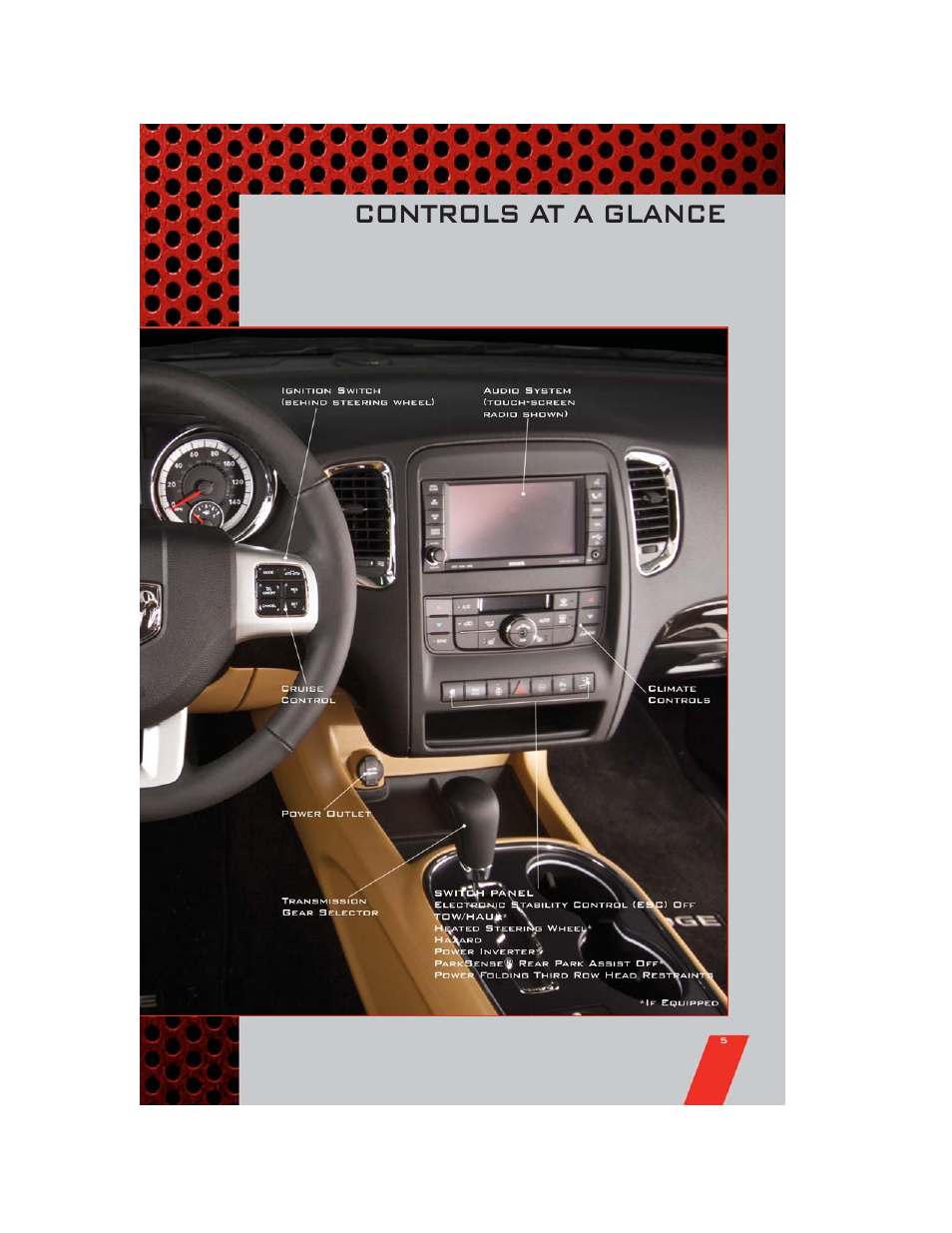 Controls at a glance | Dodge 2011 Durango - User Guide User Manual | Page 7 / 108