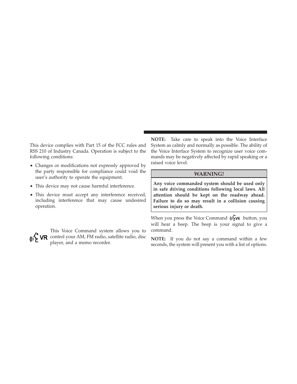 General information, Voice command — if equipped, Voice command system operation | Dodge 2011 Dakota User Manual | Page 120 / 452