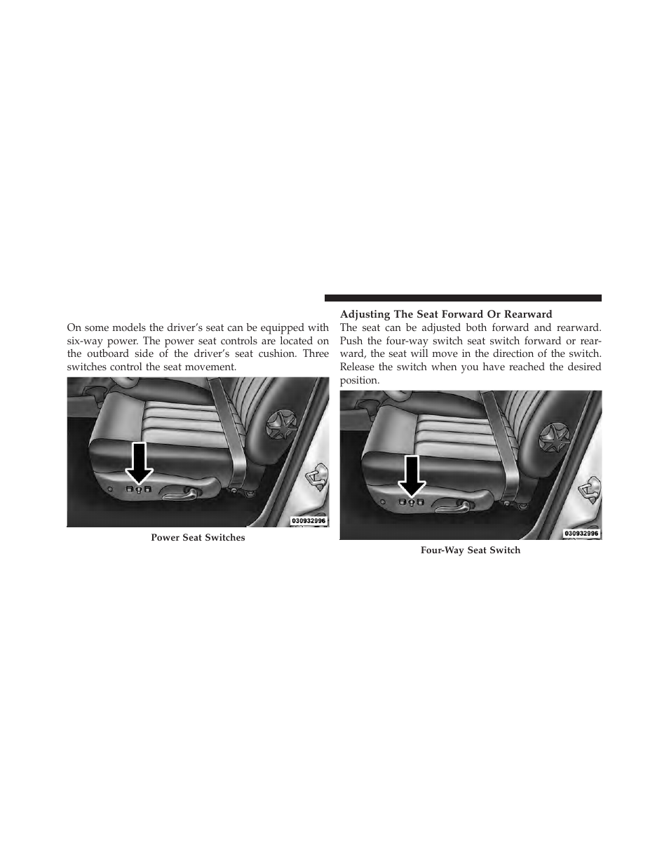 Power driver seat | Dodge 2011 Dakota User Manual | Page 126 / 452