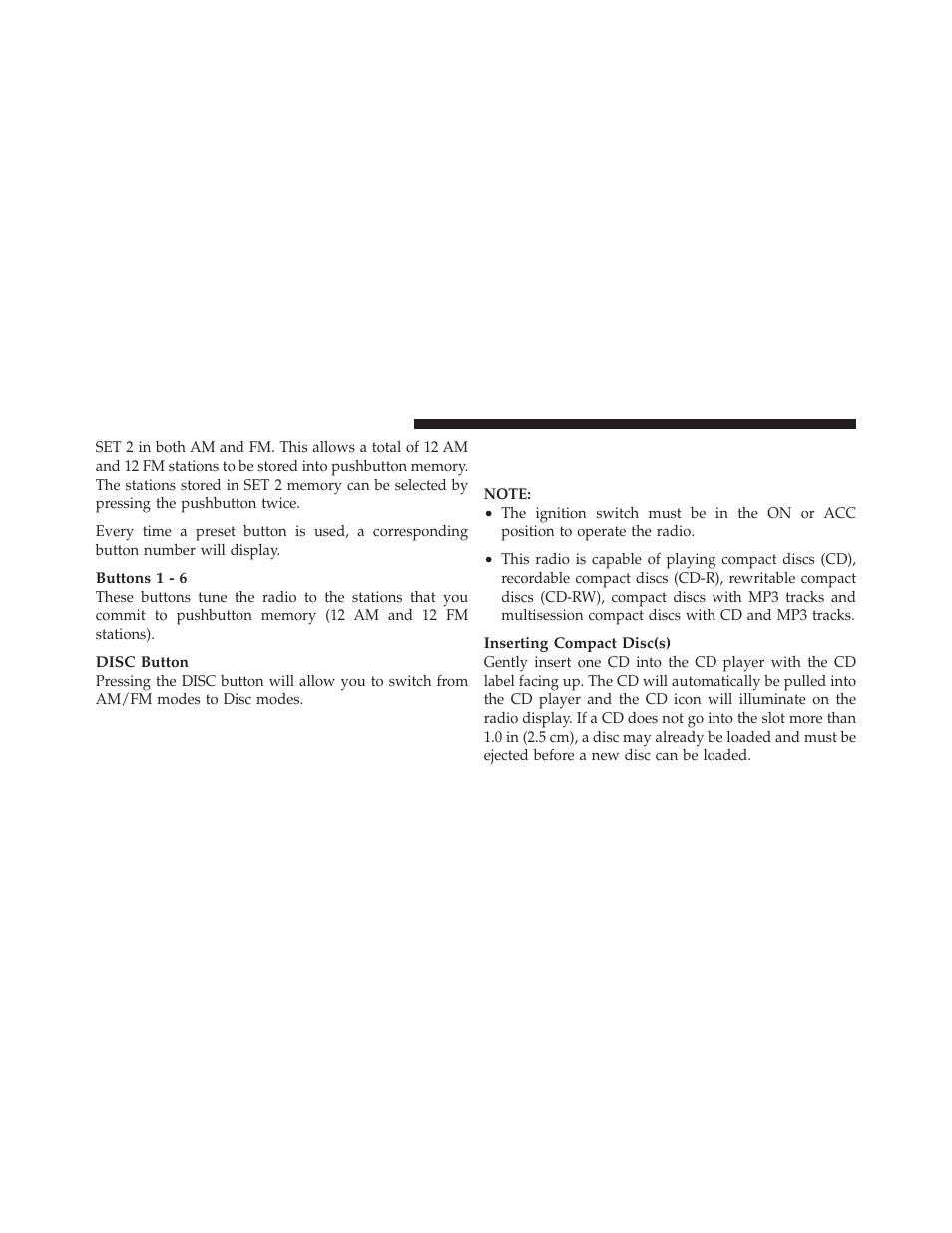 Operation instructions — cd mode for cd, And mp3 audio play | Dodge 2011 Dakota User Manual | Page 216 / 452