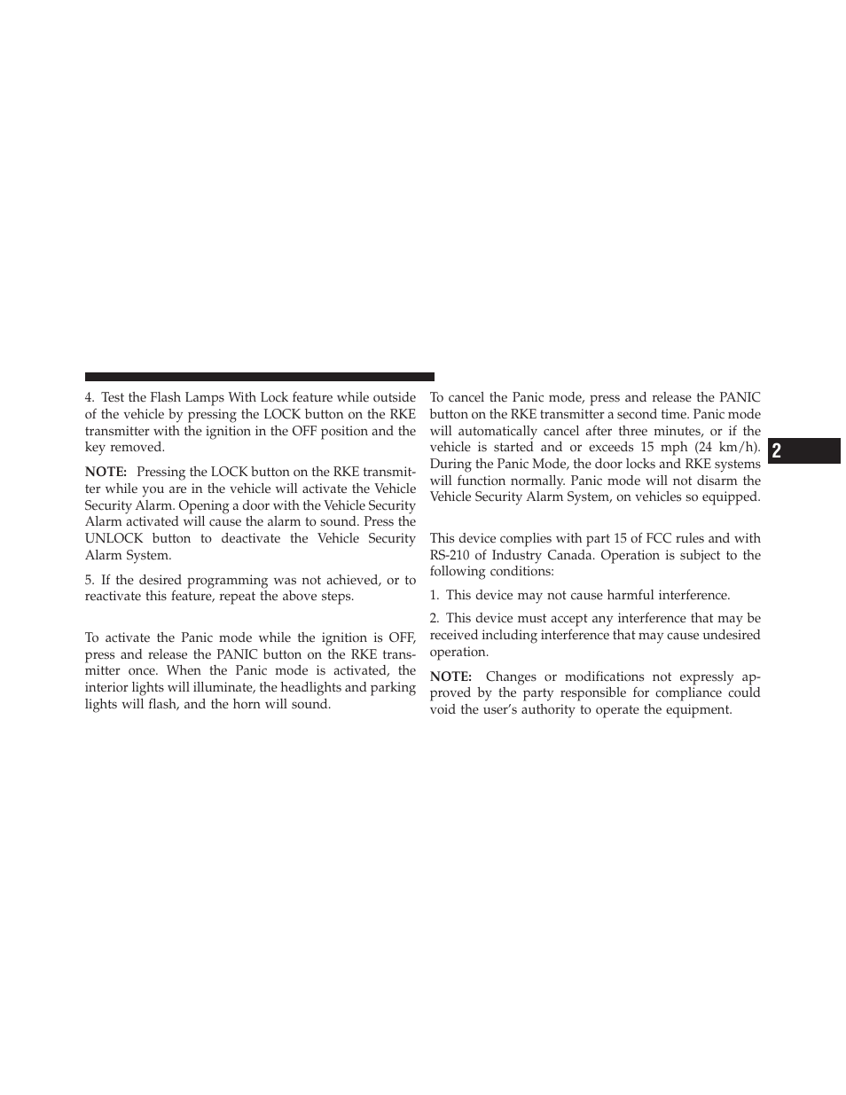 Using the panic alarm, General information | Dodge 2011 Dakota User Manual | Page 25 / 452