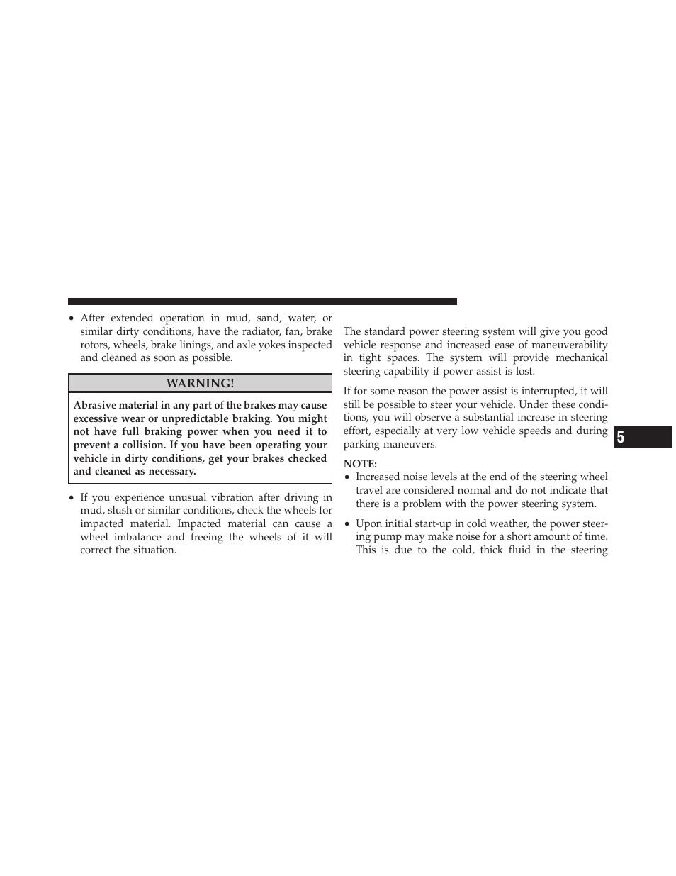 Power steering | Dodge 2011 Dakota User Manual | Page 271 / 452