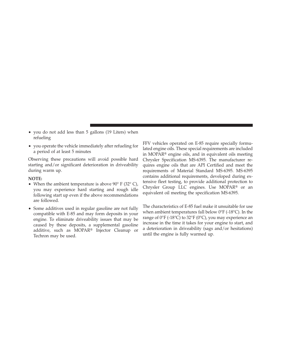 Starting, Selection of engine oil for flexible fuel, Vehicles (e-85) and gasoline vehicles | Dodge 2011 Dakota User Manual | Page 310 / 452