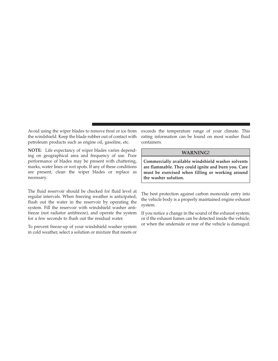 Adding washer fluid, Exhaust system | Dodge 2011 Dakota User Manual | Page 370 / 452