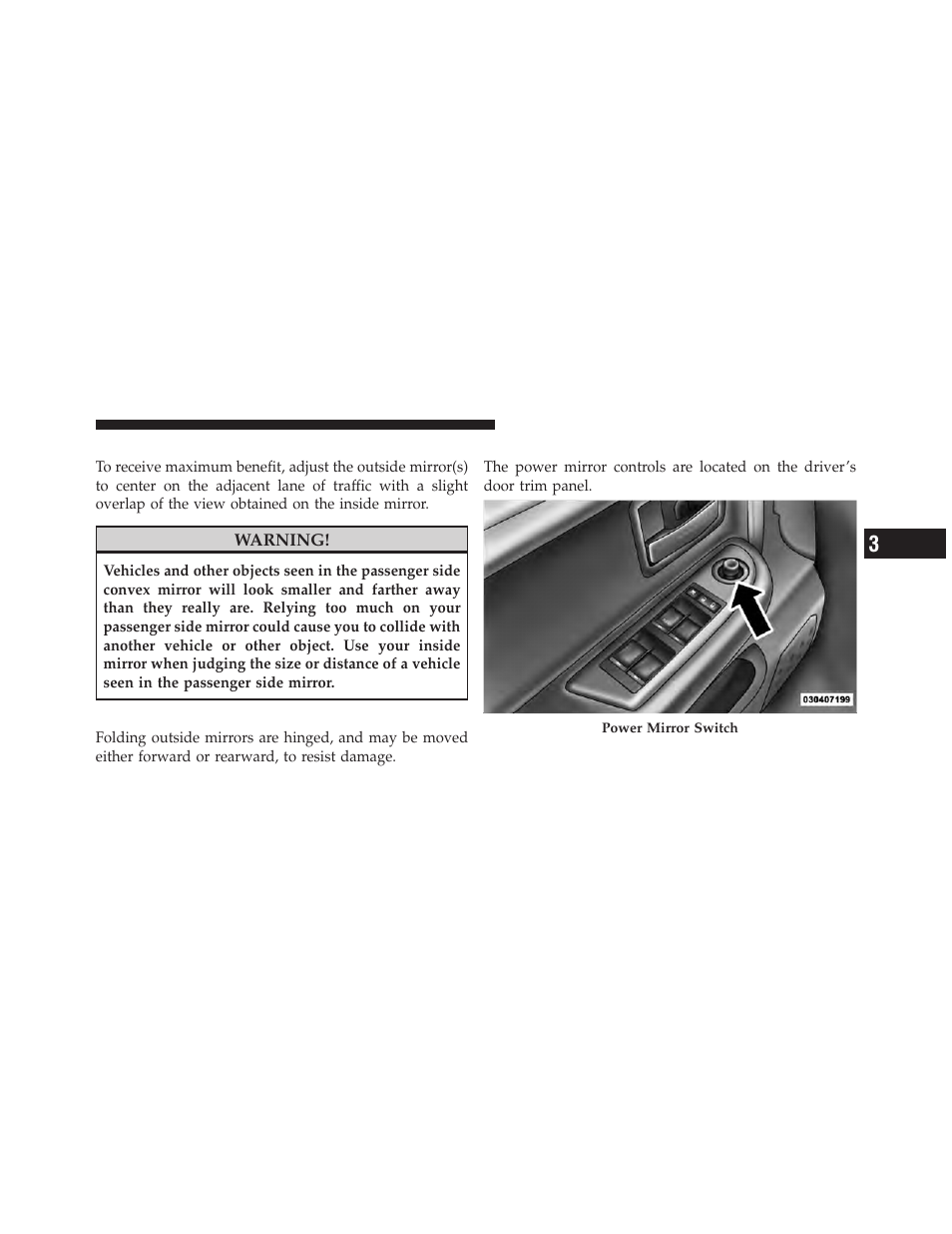 Outside mirrors, Outside mirrors folding feature — if equipped, Power mirrors | Outside mirrors folding feature, If equipped | Dodge 2011 Dakota User Manual | Page 89 / 452