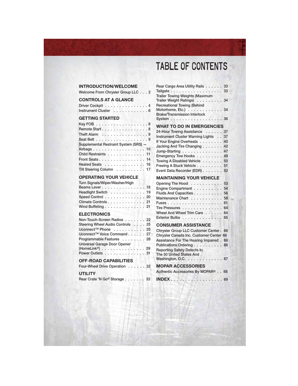 Dodge 2011 Dakota User Manual | Page 3 / 76