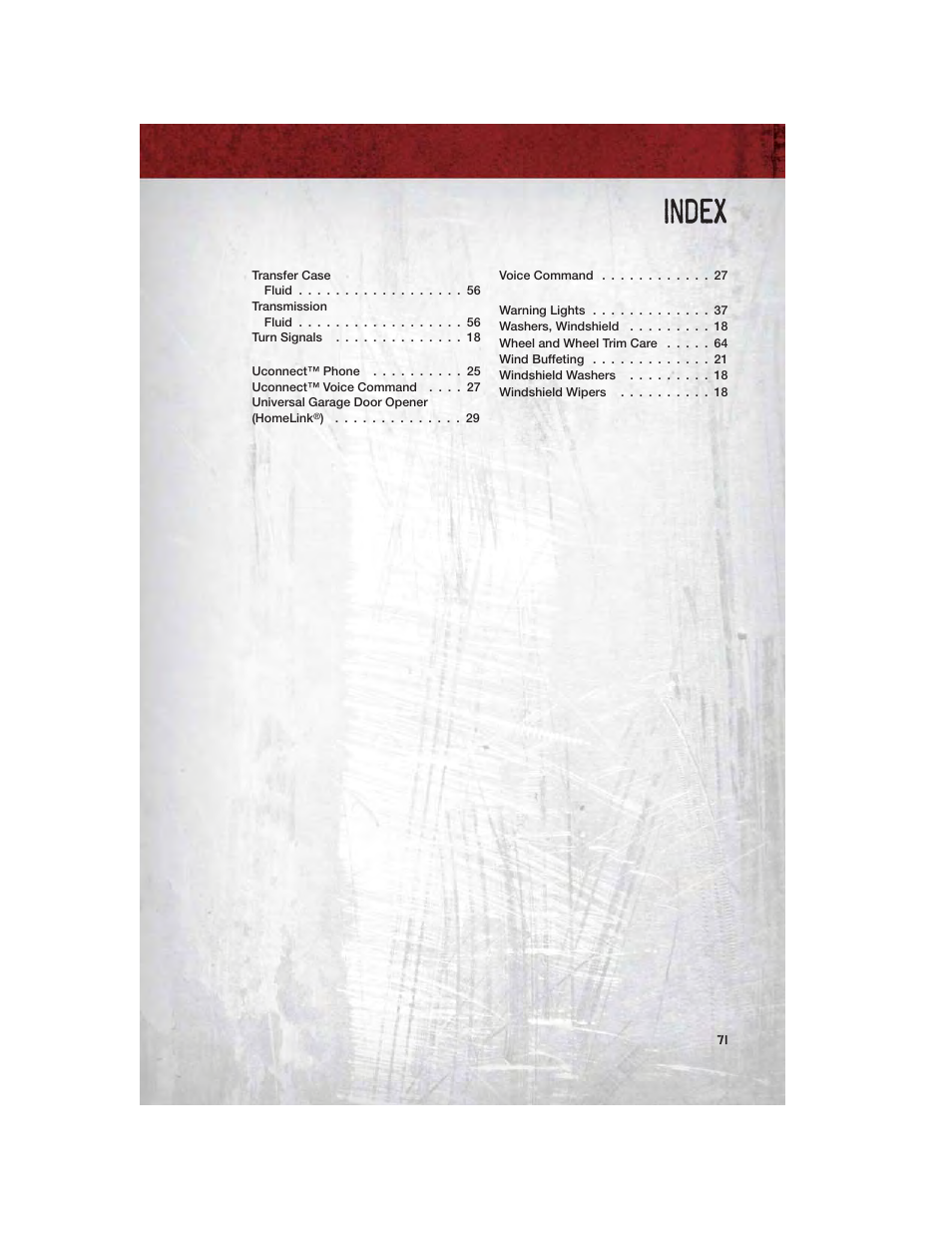 Index | Dodge 2011 Dakota User Manual | Page 73 / 76