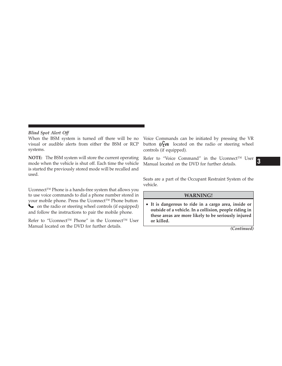 Uconnect™ phone — if equipped, Voice command — if equipped, Seats | Dodge 2011 Grand_Caravan - Owner Manual User Manual | Page 129 / 562