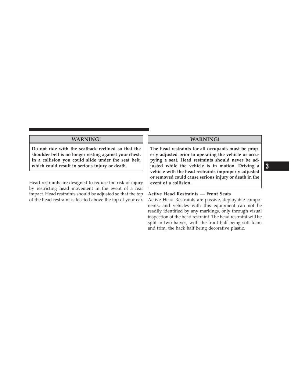 Head restraints | Dodge 2011 Grand_Caravan - Owner Manual User Manual | Page 137 / 562