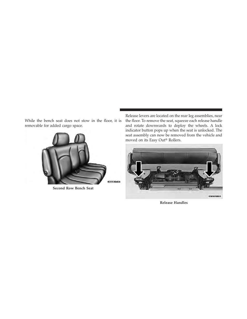 Second row bench seat — if equipped | Dodge 2011 Grand_Caravan - Owner Manual User Manual | Page 154 / 562