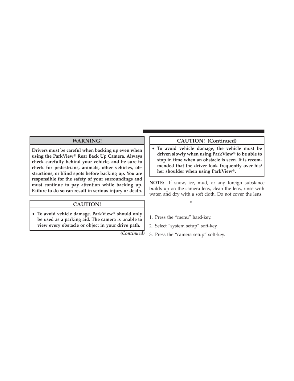 Turning parkview௡ on or off — with, Navigation/multimedia radio | Dodge 2011 Grand_Caravan - Owner Manual User Manual | Page 194 / 562