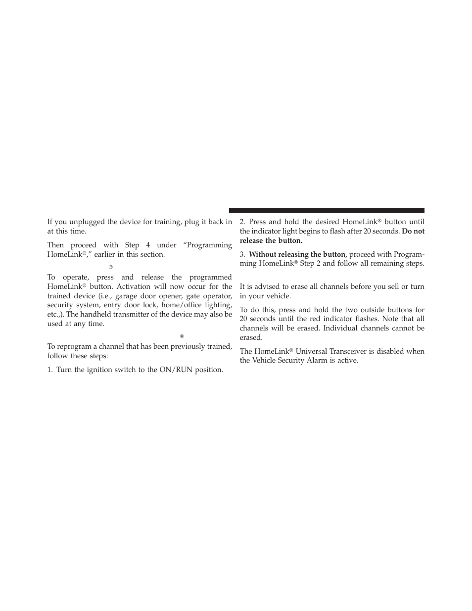 Using homelinkĥ, Reprogramming a single homelinkĥ button, Security | Using homelink, Reprogramming a single homelink, Button | Dodge 2011 Grand_Caravan - Owner Manual User Manual | Page 204 / 562