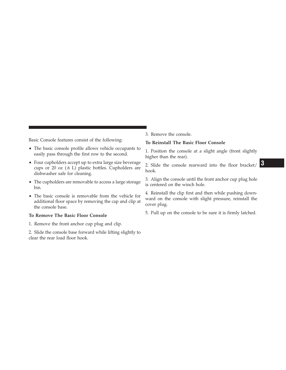 Basic console | Dodge 2011 Grand_Caravan - Owner Manual User Manual | Page 227 / 562