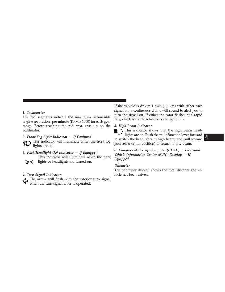 Instrument cluster descriptions | Dodge 2011 Grand_Caravan - Owner Manual User Manual | Page 251 / 562