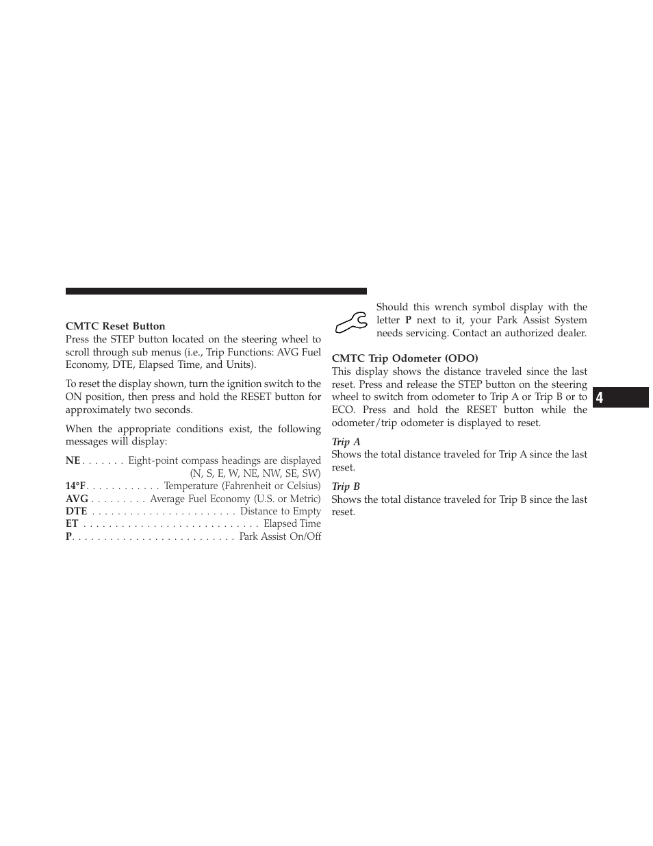 Cmtc reset buttons | Dodge 2011 Grand_Caravan - Owner Manual User Manual | Page 265 / 562