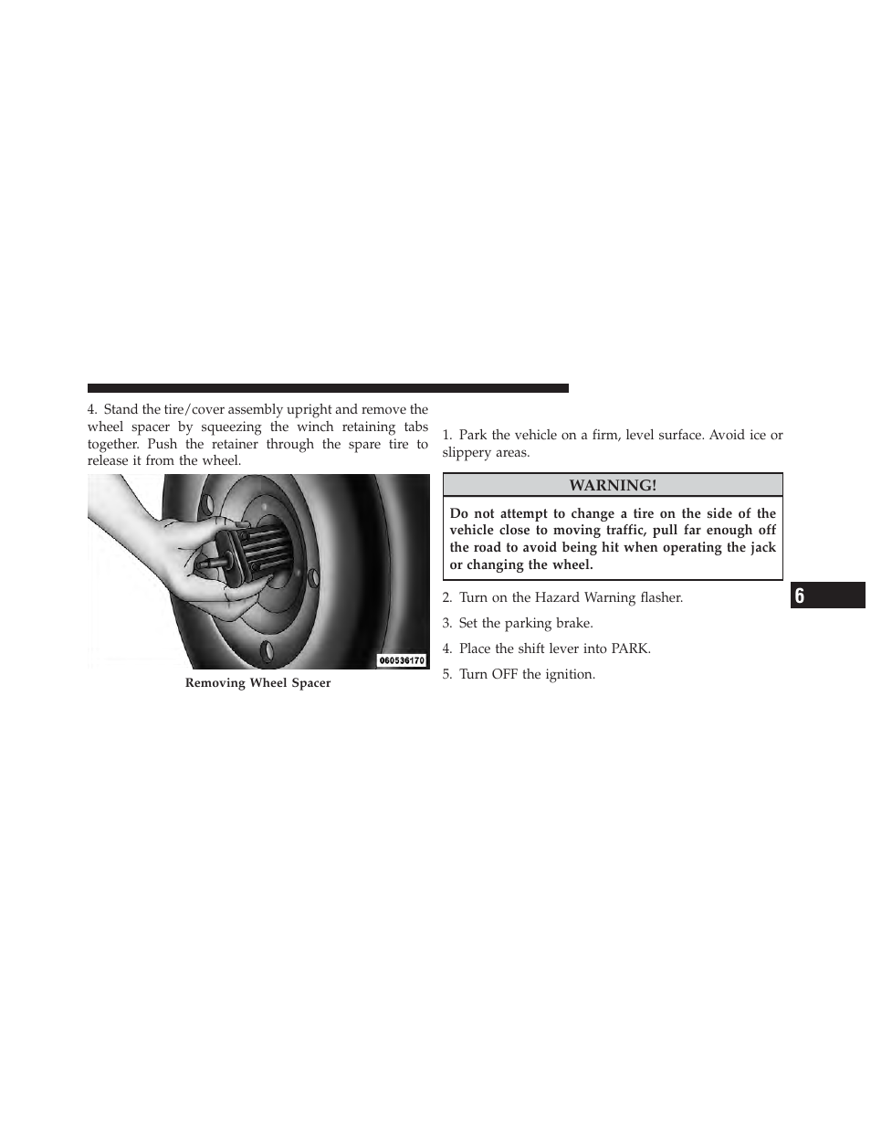 Preparations for jacking | Dodge 2011 Grand_Caravan - Owner Manual User Manual | Page 449 / 562