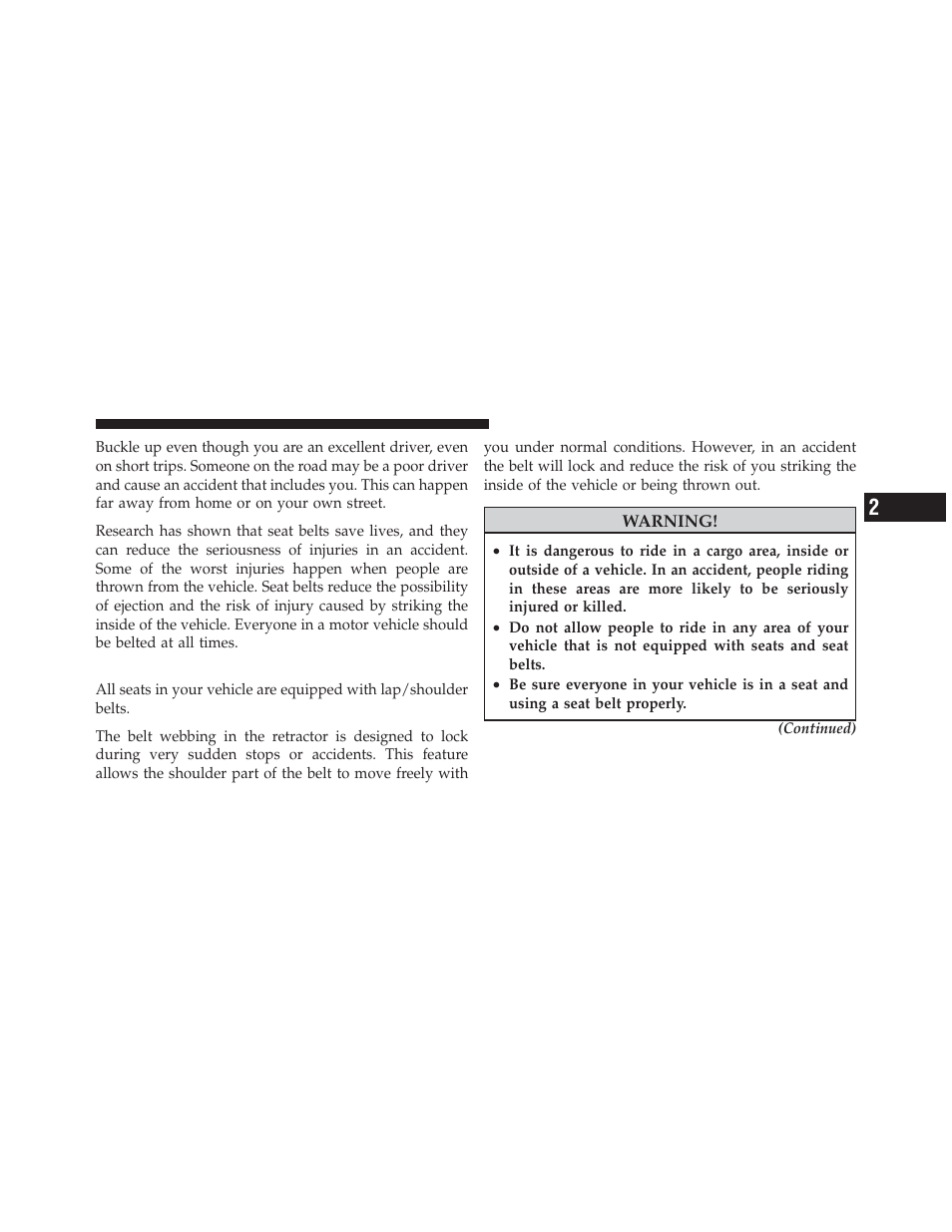 Lap/shoulder belts | Dodge 2011 Grand_Caravan - Owner Manual User Manual | Page 59 / 562