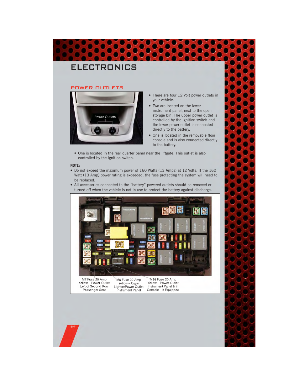 Power outlets, Electronics | Dodge 2011 Grand_Caravan - User Guide User Manual | Page 56 / 100