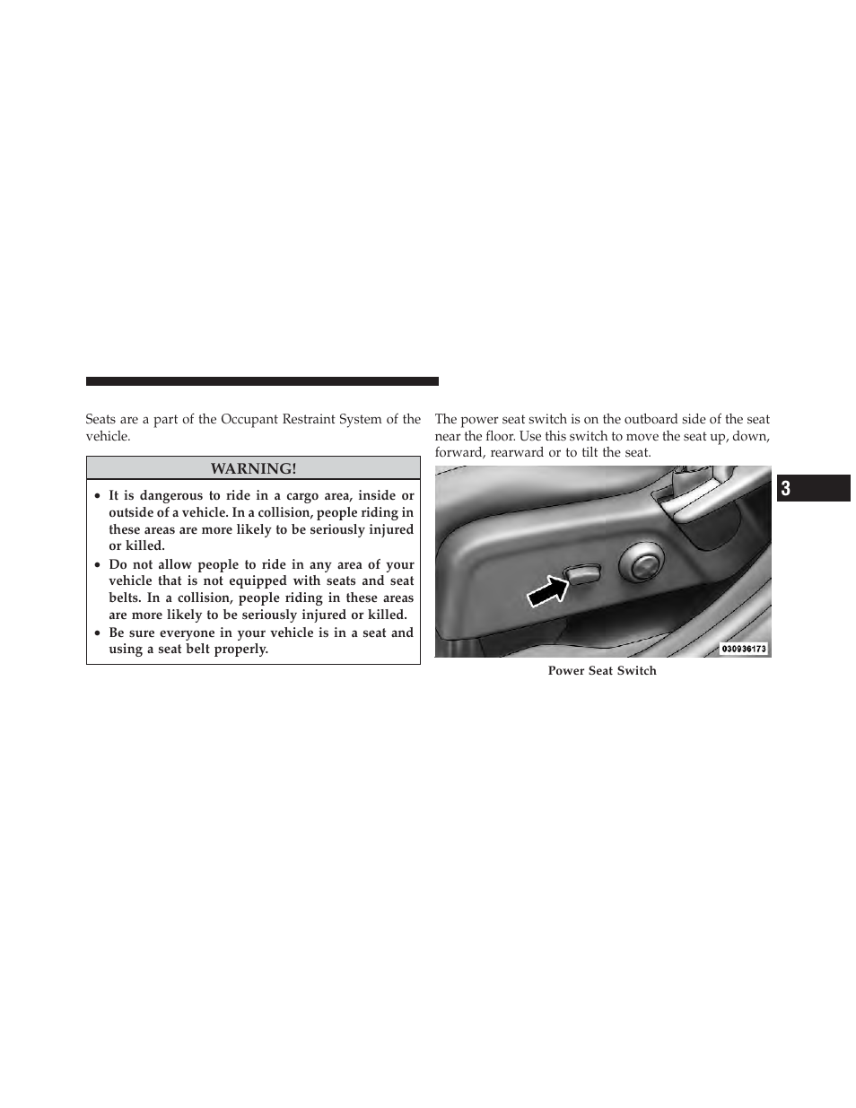 Seats, Driver's power seat — if equipped, Driver’s power seat — if equipped | Dodge 2011 Journey - Owner Manual User Manual | Page 169 / 557