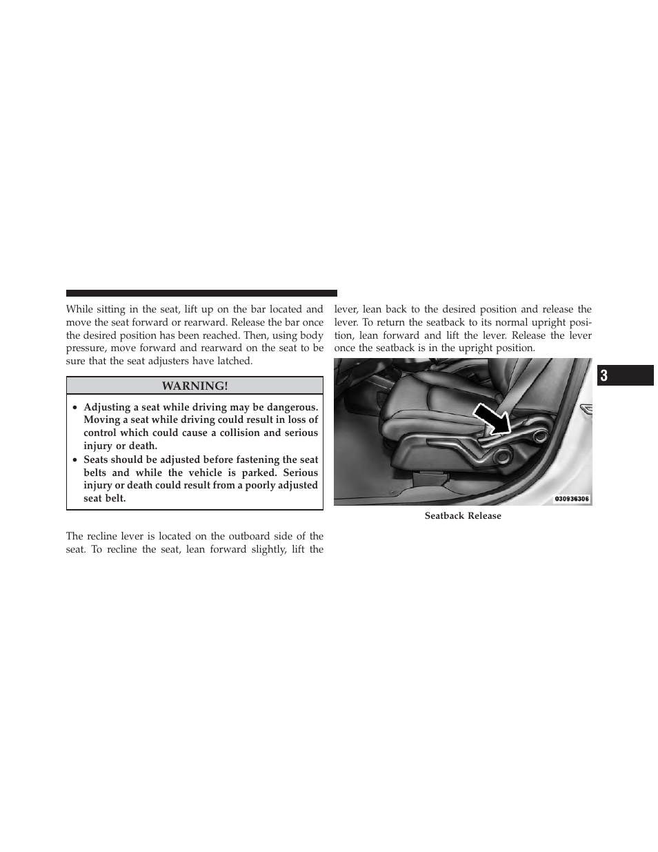 Recliner adjustment | Dodge 2011 Journey - Owner Manual User Manual | Page 175 / 557