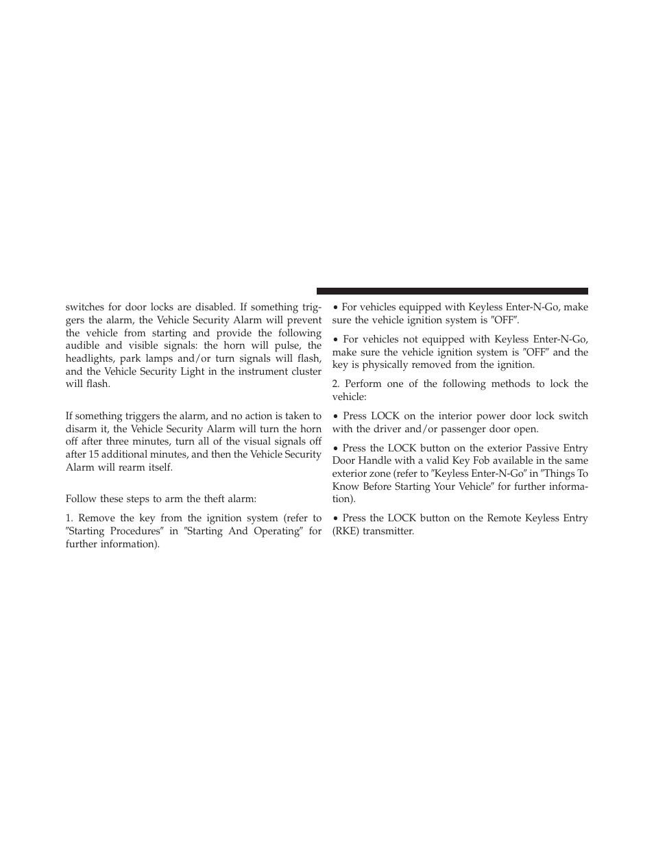 Rearming of the system, To arm the system | Dodge 2011 Journey - Owner Manual User Manual | Page 20 / 557