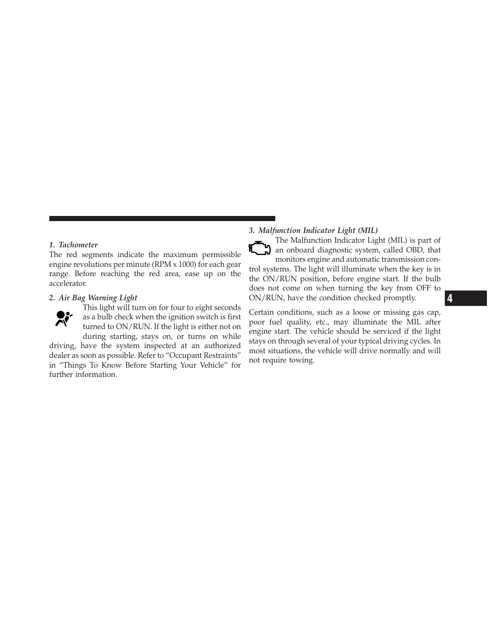 Instrument cluster descriptions | Dodge 2011 Journey - Owner Manual User Manual | Page 261 / 557