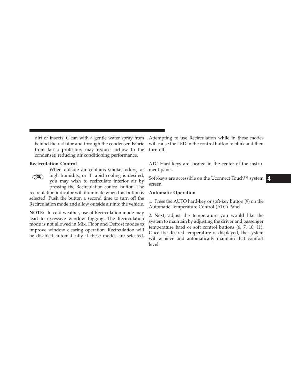 Automatic temperature control (atc) | Dodge 2011 Journey - Owner Manual User Manual | Page 321 / 557