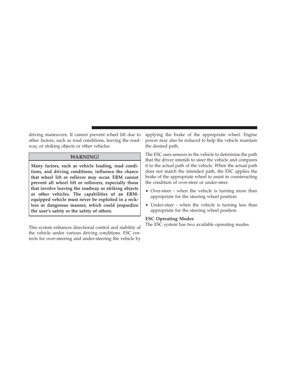 Electronic stability control (esc) | Dodge 2011 Journey - Owner Manual User Manual | Page 360 / 557