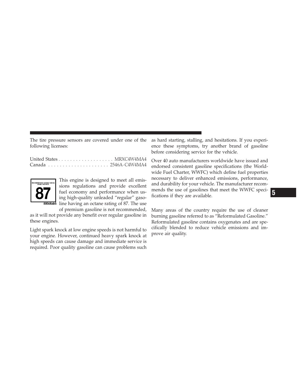 Fuel requirements, Reformulated gasoline | Dodge 2011 Journey - Owner Manual User Manual | Page 395 / 557