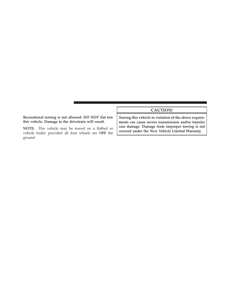 Recreational towing (behind motorhome, etc.), Recreational towing, Behind motorhome, etc.) | Dodge 2011 Journey - Owner Manual User Manual | Page 422 / 557