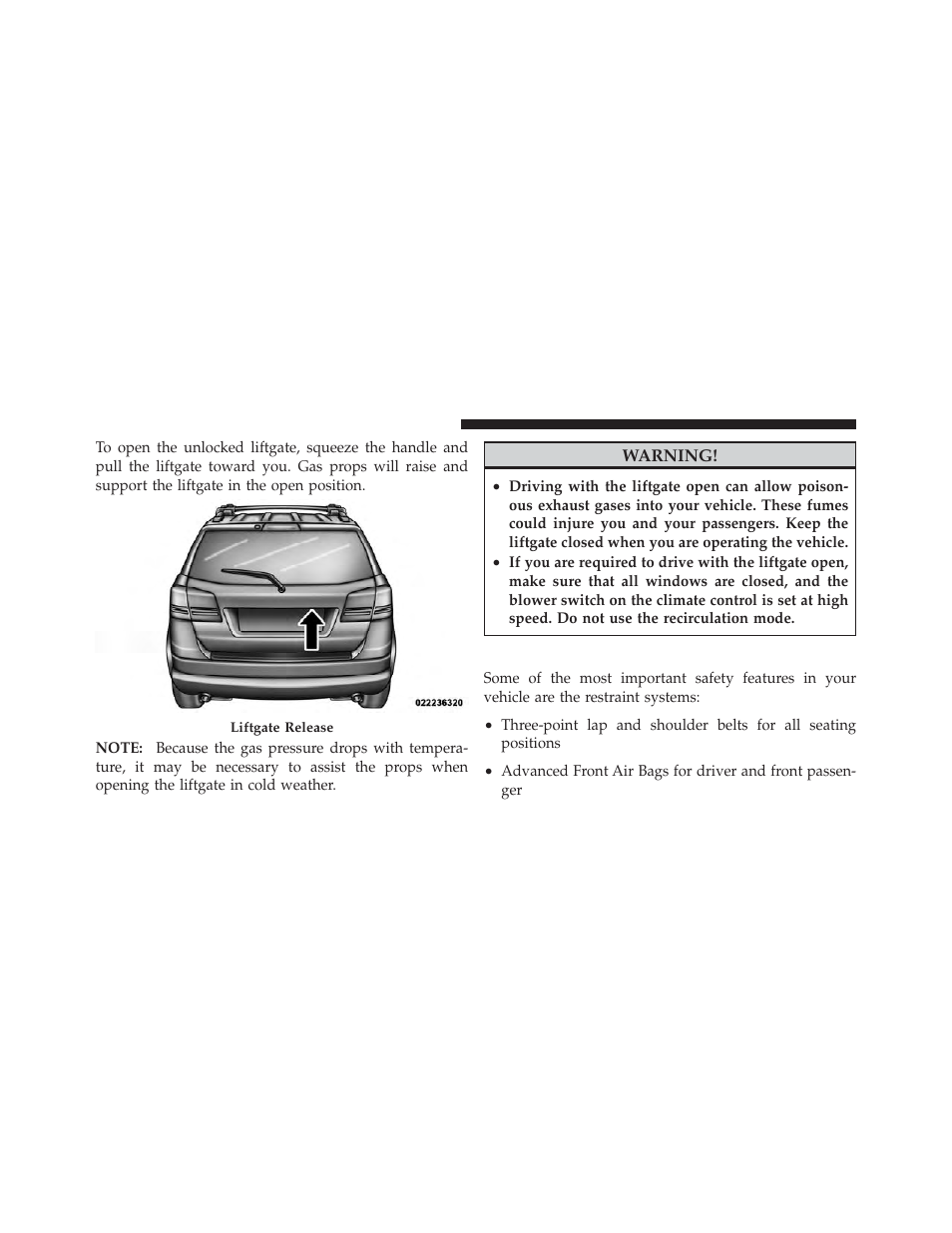 Occupant restraints | Dodge 2011 Journey - Owner Manual User Manual | Page 44 / 557