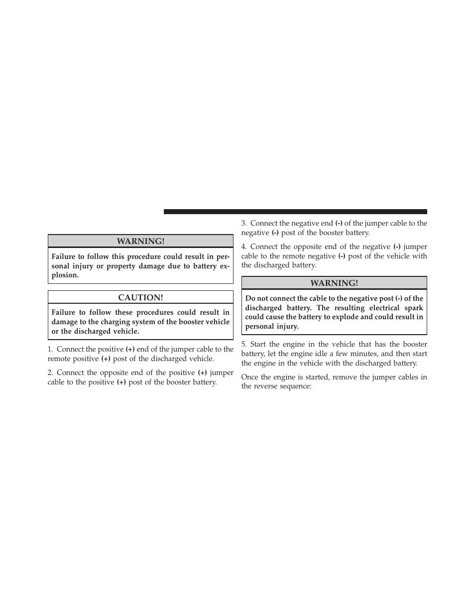 Jump-starting procedure | Dodge 2011 Journey - Owner Manual User Manual | Page 442 / 557